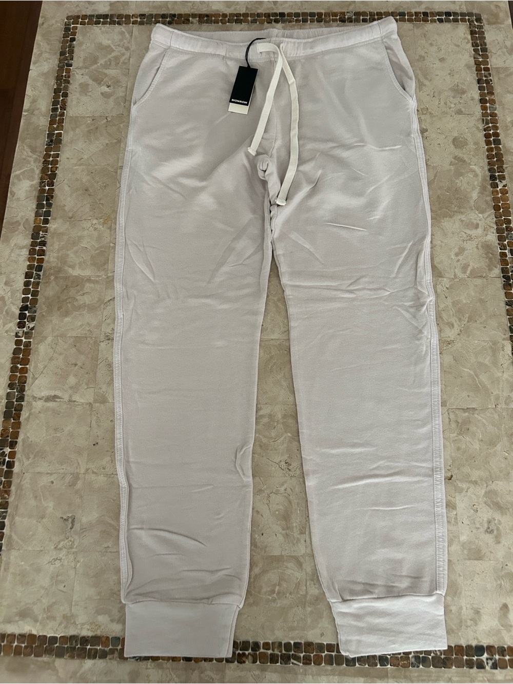 NWT Monrow White Supersoft Girlfriend Sweatpants/ Joggers- HB0448 Women’s L